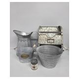 Galvanized Shelf, Galvanized Pitcher, Galvanized