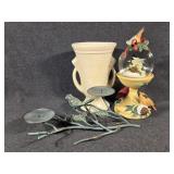 White Vase, Metal Bird Candle Holder, Bird Snow