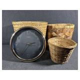 Woven Straw Baskets (3) Linden Wall Clock