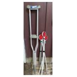 Eagle Flag Pole, Crutches and Plastic Yard
