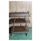 3-Tier Rolling Bar Cart Wood Grain&Metal Frame