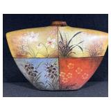 Four Panel Hand Painted Ceramic Vase