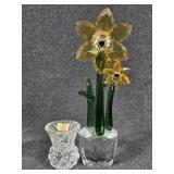 Daffodil Glass Figurine, Lead Crystal Toothpick
