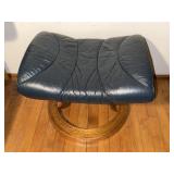 Footstool with Leather Top and Wooden Bottom