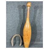 Wood Juggling Pin & Horse Shoe-Rusty