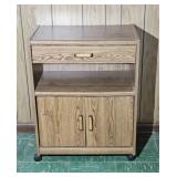 Cabinet W/Storage On Wheels Wood Look