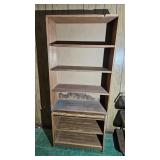 Wooden Bookcase, TV Stand On Wheels