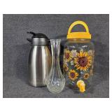 Sunflower Beverage Jug, Stainless Coffee Carafe,