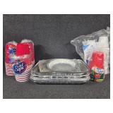 Aluminum Pans, Red Plastic Cups, Styrofoam Cups