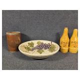 Oil & Vinegar Pottery, Grapevine Bowl, Vase