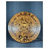 Aztec Sun Stone Calendar W/Inlaid Wood