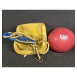 Yellow Child Swing and Red Rubber Ball