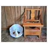 Wooden Kids Chair With Enamel Pan, Swan Potty