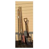 Shovels(2) Hoe, and Post Hole Digger
