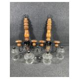 Wooden Candle Holder (2) , Glass Globes (7)