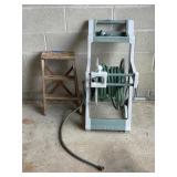 Plastic Hose Reel with Hose, Wooden Step Ladder