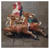 Blow Mold Set: Santa with Sleigh and 2 Reindeer
