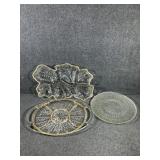 Glass Relish Tray, Glass Platter,