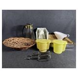 Baking Pan, Hand Mixer and Hand Woven Basket