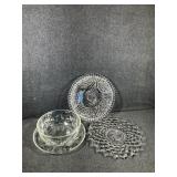Glass Platters(2), Glass Bowl, Deviled Egg Platter