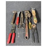 Pipe Wrench, Wire Cutter, Hammer