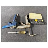 Ratcheting Screwdriver and Socket Set, Grease Gun
