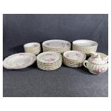 Pink Floral Dinner Plates, Bowls, Dessert Plates