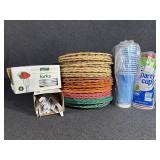 Plastic Cutlery, Party Cups, Wicker Ratten Paper