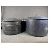 Enamel Coated Pots with Lids(2)