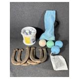 Golf Balls, Bocce Yard Game and Horse Shoe Toss