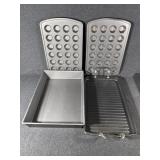 Mini Muffin Pans(2) Square Pan, Grill Pan