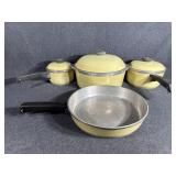 Yellow Club Pots(3) and Skillet