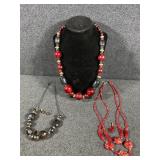 Costume Necklaces W/Earrings (3)