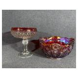 Indiana Glass Sunset Ruby Red Carnival Glass Bowl