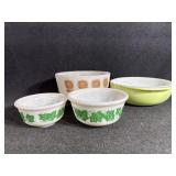 Hazel Atlas Ivy Milk Glass Bowls (2) Pyrex Bowls