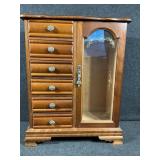 Wooden Jewelry Box Small Drawers W/Side Door