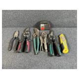 Pliers, Tool Shop Tin Snips, Tape Measure