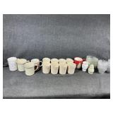 White Milk Glass Hobnail Vase, Dessert Dishes