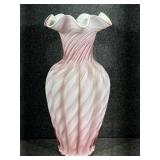 Fenton Pink Swirl Melon Vase