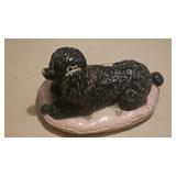 Concrete Black Poodle Statue