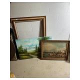 Mountain Landscape Painting, Coastal Town Print