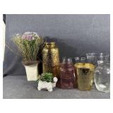 Glass Vases with Atrificial Flowers