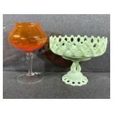 Westmoreland Glass Compote with Lace Edge, O