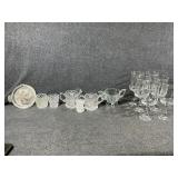 Glass Creamer, Sugar Bowl, Toothpick Holder