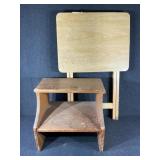 Wooden TV Dinner Table with Stool