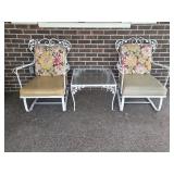 White Cast Iron Patio Chairs with Table