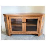 Television Oak Stand w/ Stone slate side inlay