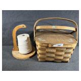 Basket with Yarn, Wooden Spool with Spool of Yarn