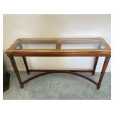 Glass Top Console Table w/ Flowers in Corners