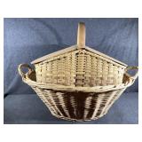 Large Wicker Basket, Floral Painted Wicker Basket